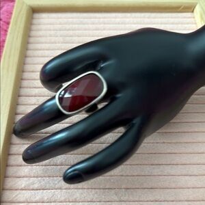 Vintage Red and Silver Ring with Striking Gemstone